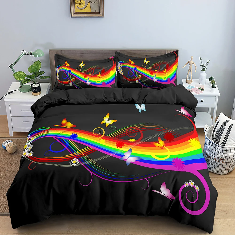 

Musical Note Bedding Set 3pcs Music Theme Quilt Cover King_Queen Size With Pillowcase Fashionable Psychedelic Soft Duvet Cover