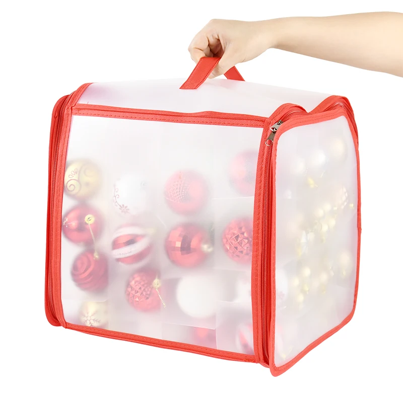 64Baubles Storage Box With Lid Translucent Christmas Ball Storage Tree Ornament Bauble Storage Divider Xmas Party Supply Navidad