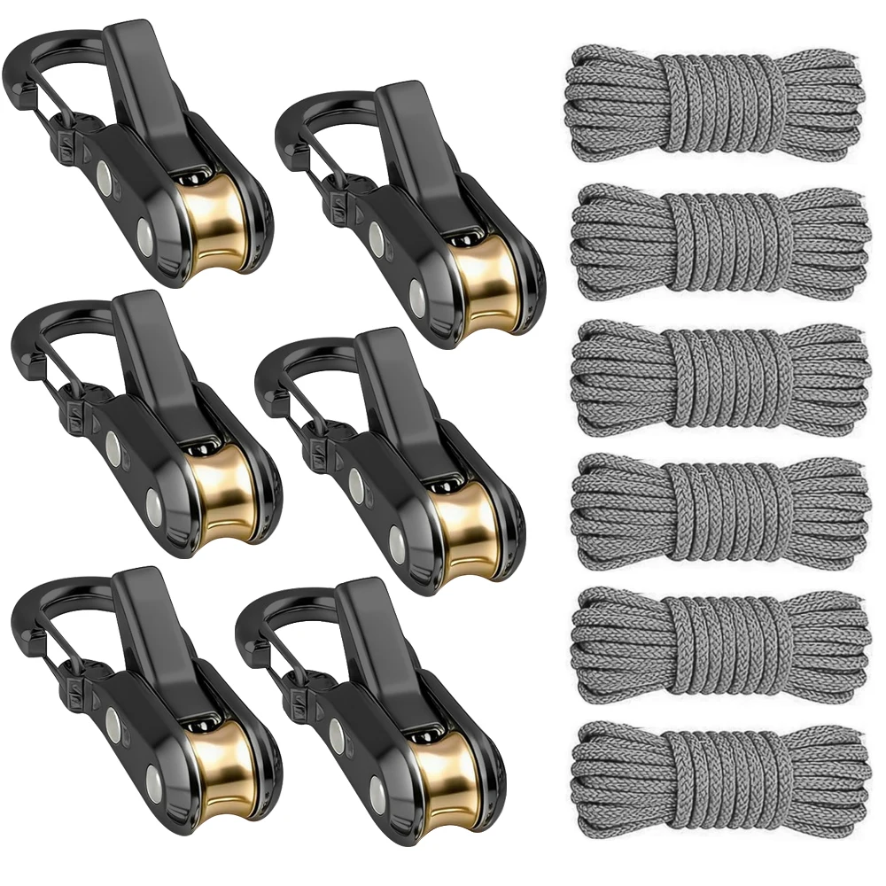 Seilbefestiger und Spanner – Hochfeste, einziehbare Paracord-Schnur mit Karabinern aus Legierung und winddichten Befestigungsriemen