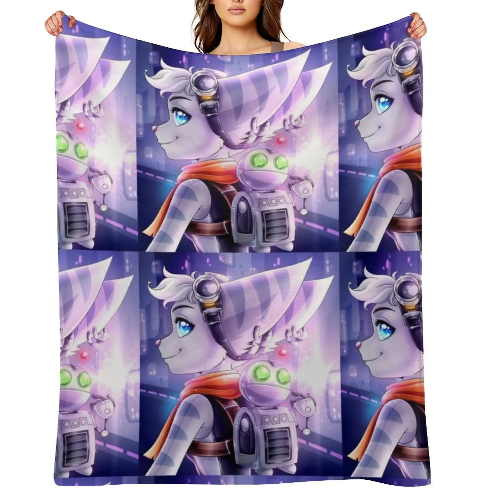 

Rivet - Lombax Girl Throw Blanket Hairy Vintage Cute Plaid Luxury Thicken Blankets