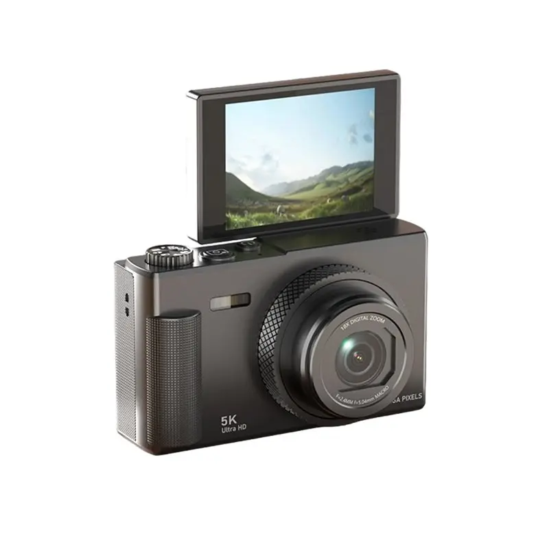 

АКЦИЯ: Цифровая камера 5K 75 Мп с защитой от сотрясений, 18-кратным зумом, 180° ° Портативная CCD-камера с поворотным экраном для видеоблогов, подарок для студентов