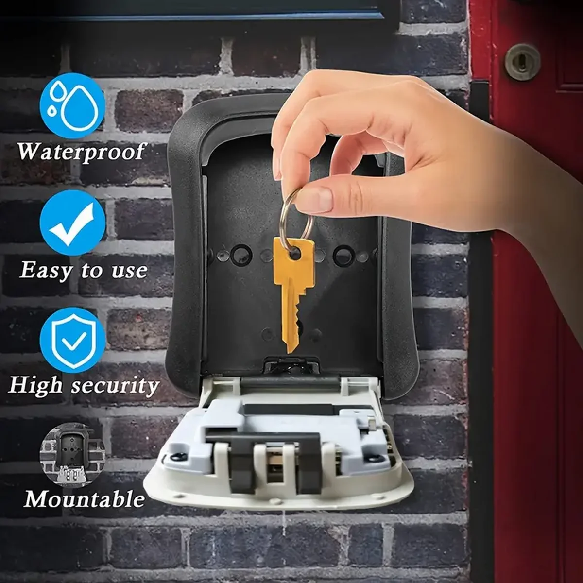 Portable Combination Key Lock Box for House and Car - Waterproof and Secure Realtor Security Lock Box with Code - Ideal for Home