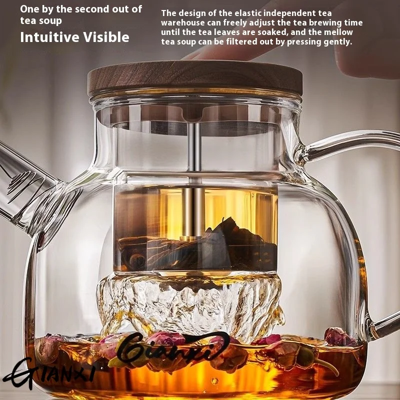 GIANXI Lucency Tea Pot Tea Brewing Kettle Home And Restaurant Teapot Glass Teapot Chinese Tea Set Tea Brewing Kettle 1000ml