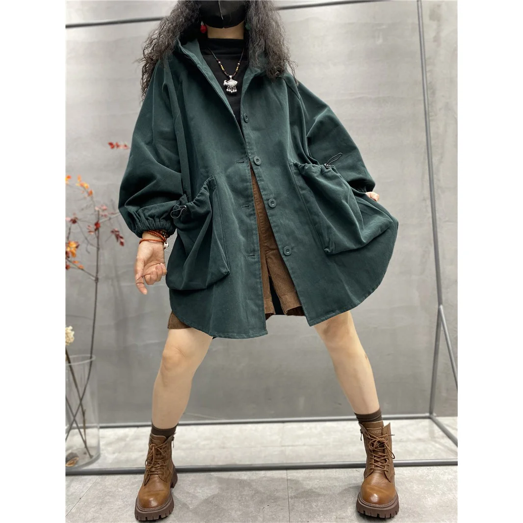 

Плащи для женщин, Тренч 2025 г., абрикосовая толстая верхняя одежда на шнуровке, хлопковая короткая верхняя одежда, ветрозащитная цветная карманная одежда на пуговицах