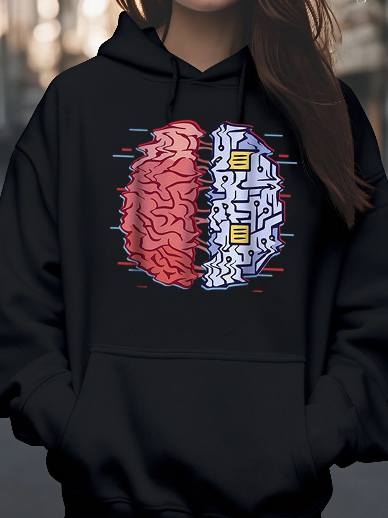 

Толстовка с капюшоном Brain Circuit Design для женщин, повседневная одежда