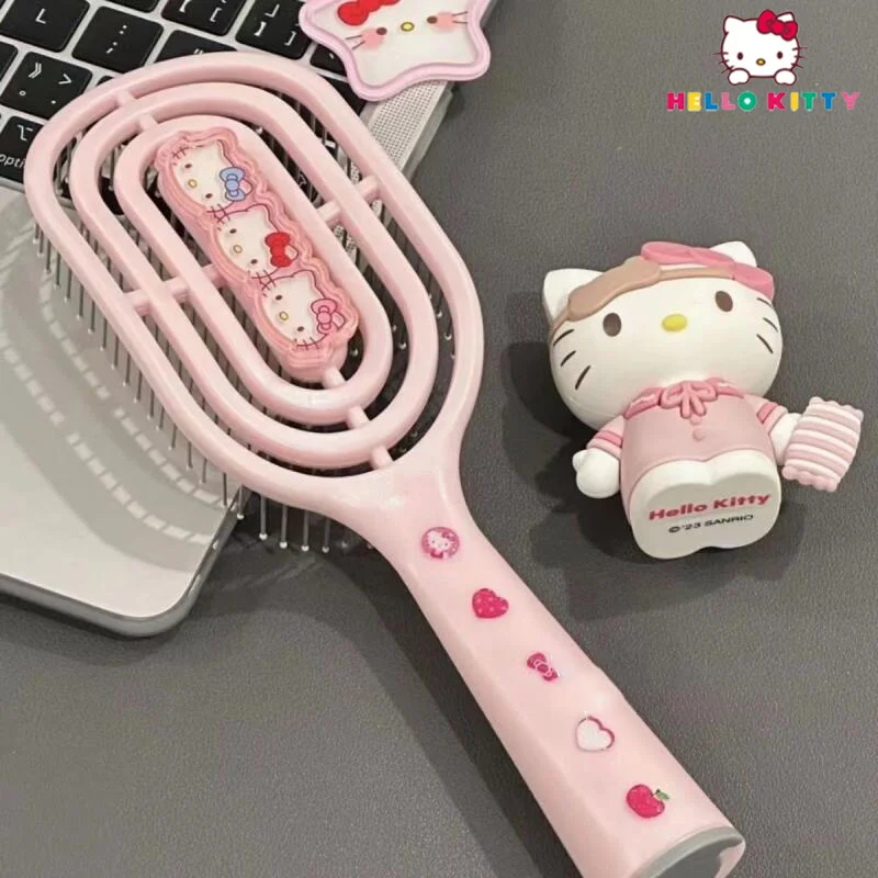 Fashion Kawaii Sanrio Hello Kitty Massage Airbag Comb Anime Cartoon Hair Brush Handle Portable Combs Girl Children Gifts DIY