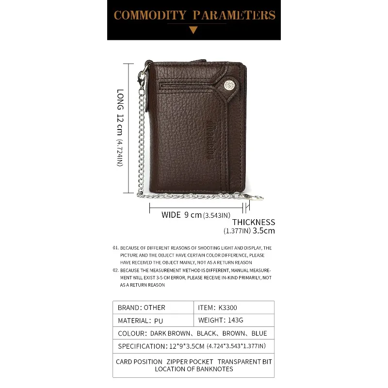 กระเป๋าสตางค์ผู้ชายแบบใหม่ ป้องกันการโจรกรรม พร้อมสายคล้องมือ สไตล์ยุโรปและอเมริกา กระเป๋าสตางค์ย้อนยุค ใส่บัตรขับรถ กระเป๋าใส่บัตร ซิปใส่เหรียญ