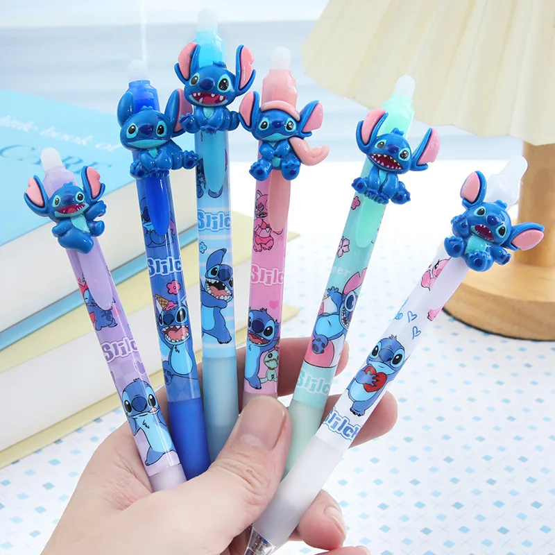 36pcs/lot Kawaii Stitch Erasable Gel Pens For Writing Cute 0.5mm Blue ink Signature Pen School Office Supplies