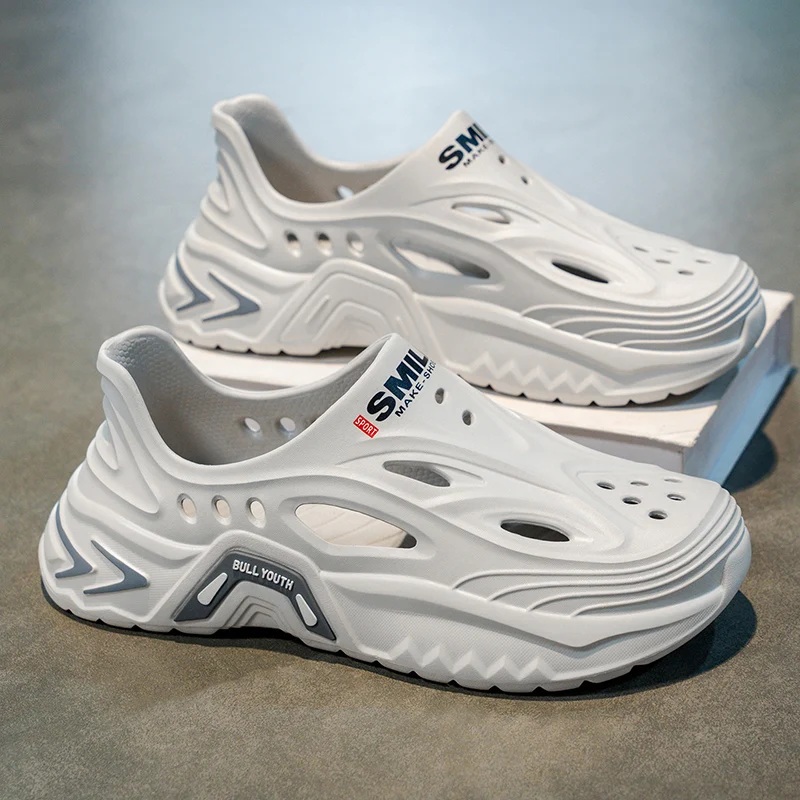 

Мужские уличные сандалии, спортивные тапочки, пляжные шлепанцы, дышащие сабо, мужская повседневная садовая обувь, нескользящие походные мужские уличные сандалии