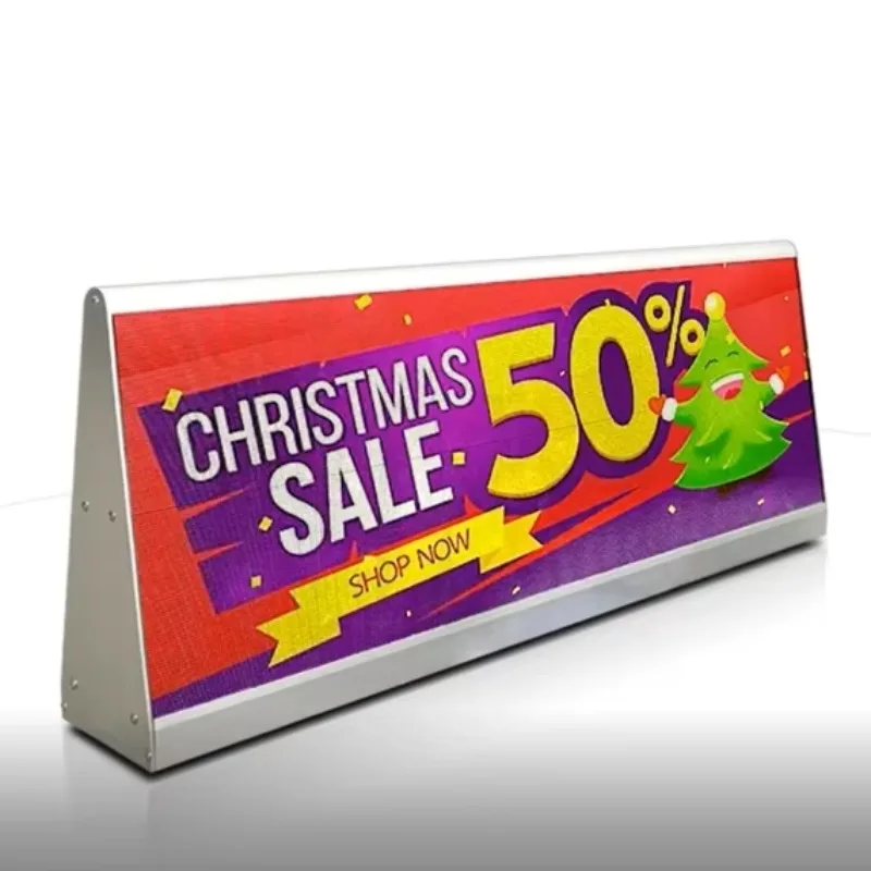 LED Double-Sided High Resolution Taxi Roof Top Digital Display Screen Rated 350cd Brightness