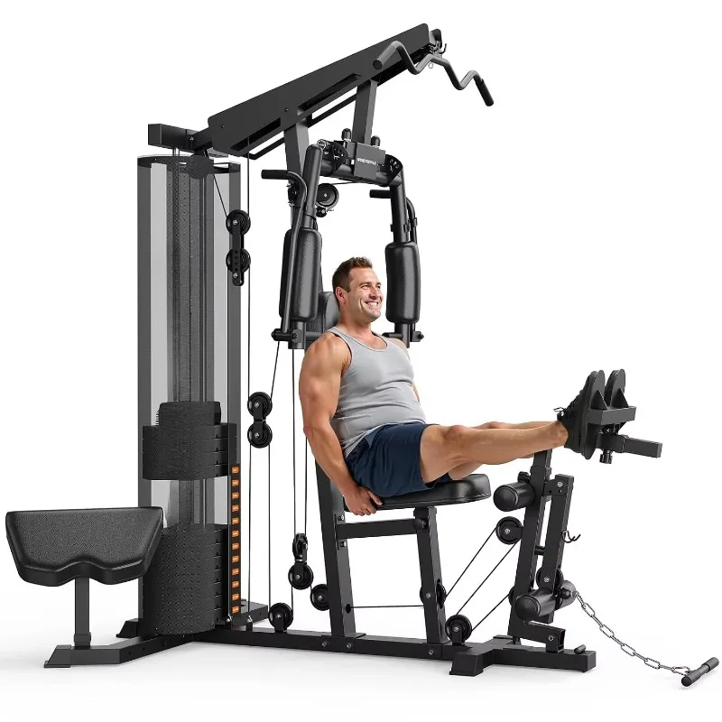 150lb Weight Stack Multifunctional Home Gym Station With Leg Press For Full Body Workout, Custom