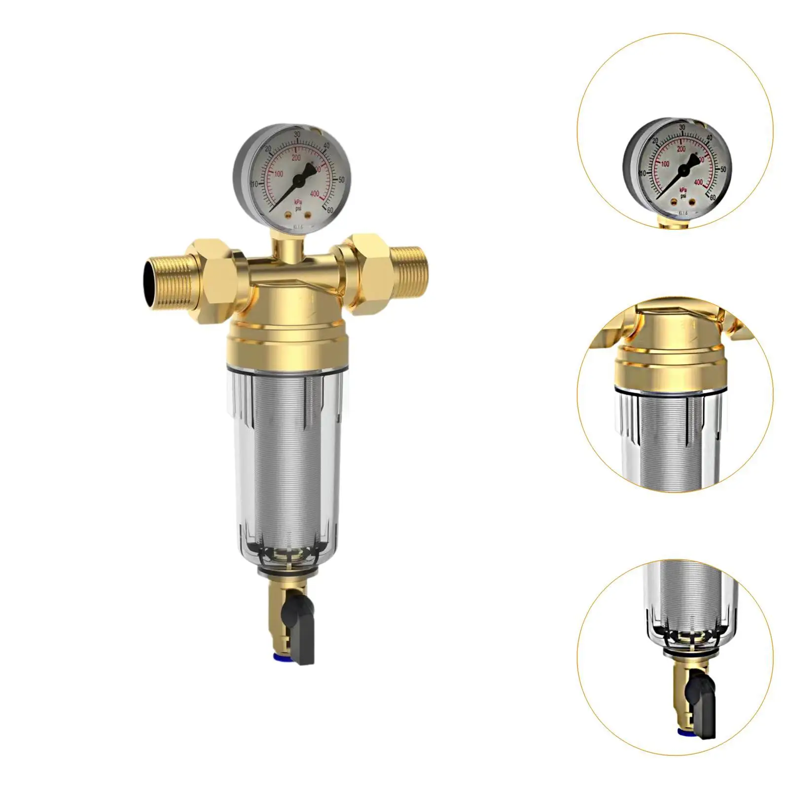 Purificador de água com filtro de retrolavagem, sistema de pré-filtração para casa inteira, purificador de água