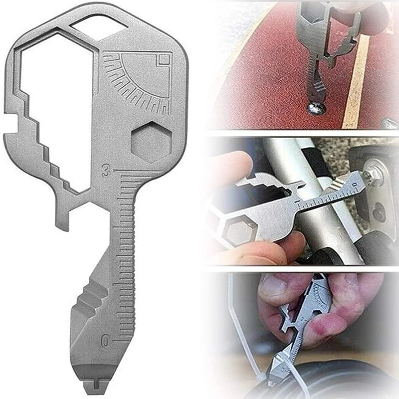 EDC24-Herramienta de llave multifunción, combinación de colgante de acero inoxidable, mini llavero portátil, herramientas para exteriores, llave de tornillo de bicicleta