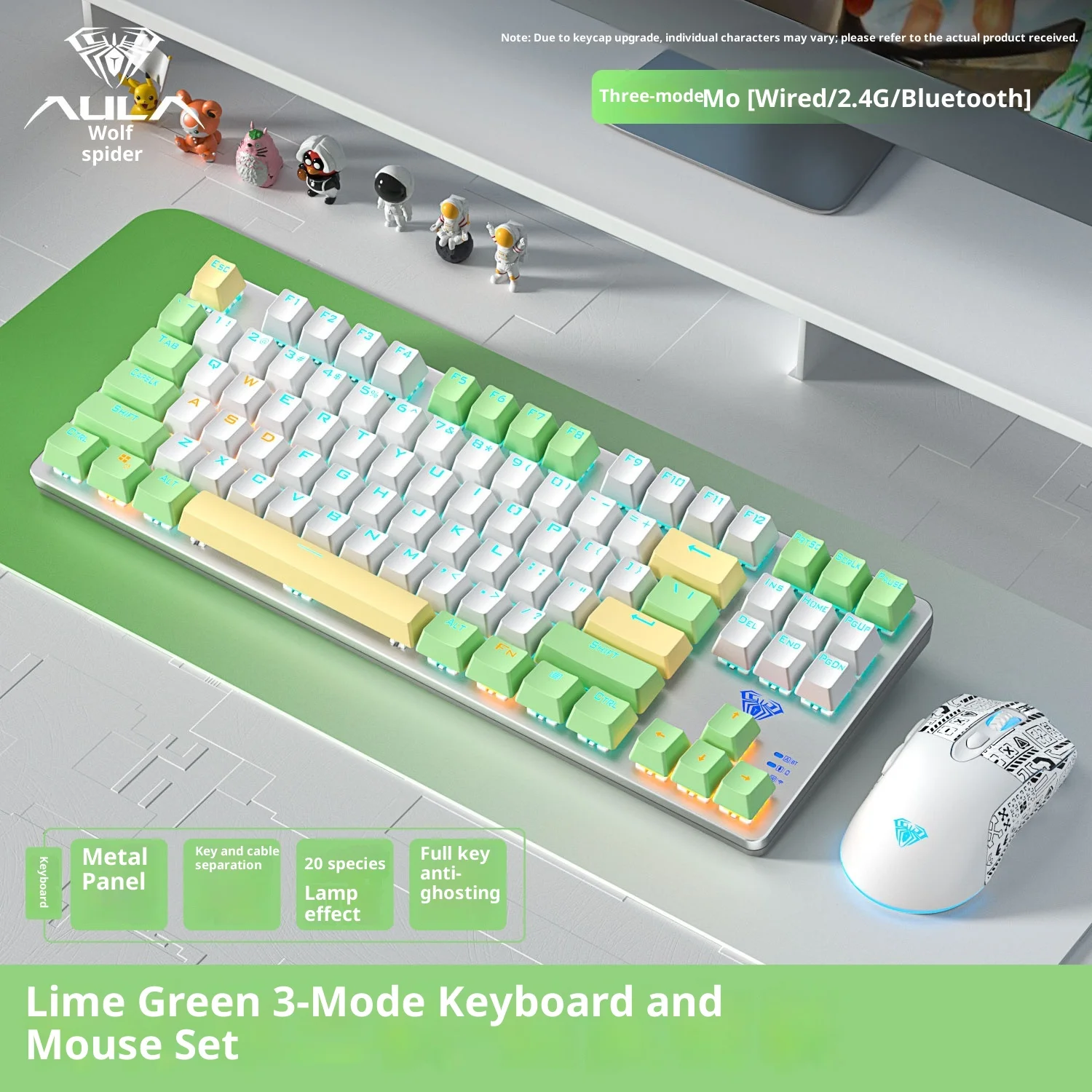 

AULA 87-Key Wireless Mechanical Keyboard Triple Mode for Gaming and Office Use Compatible with Desktop Computers
