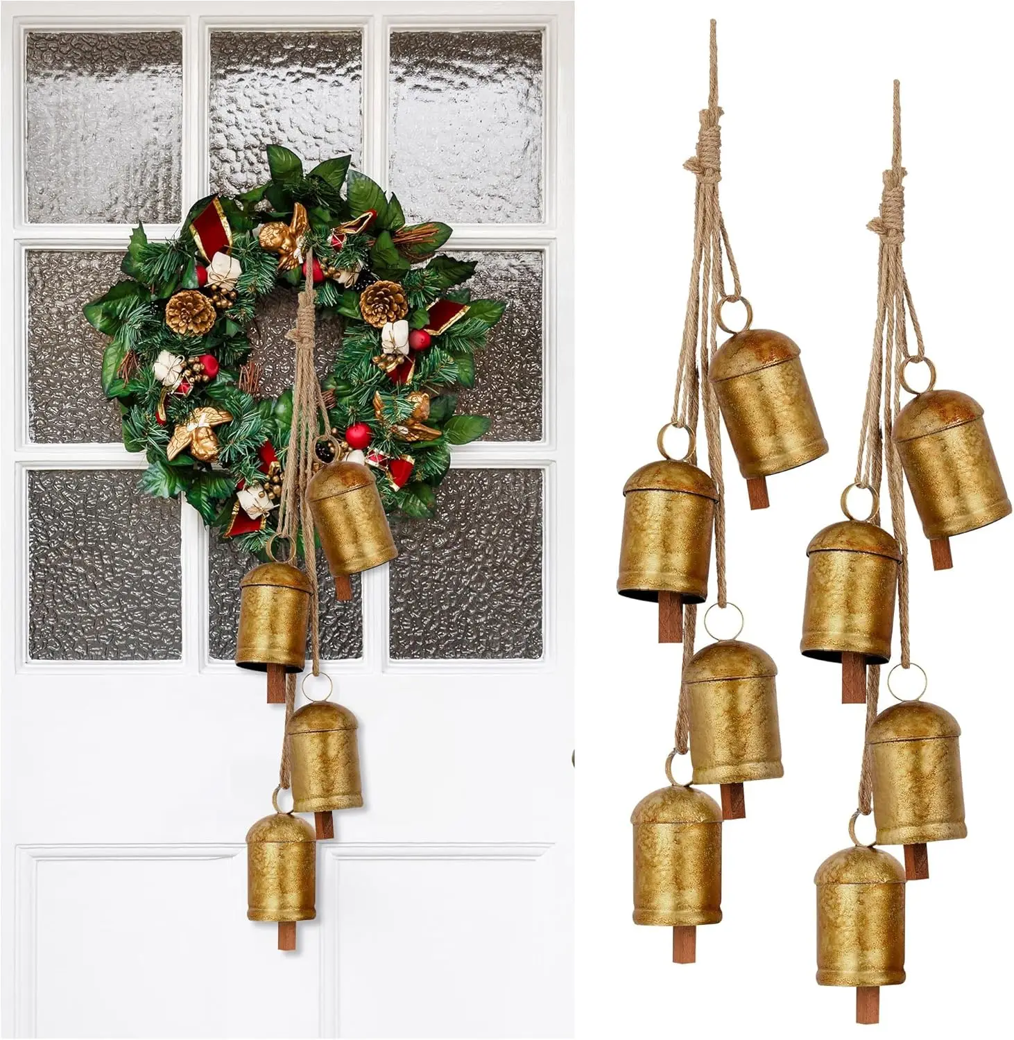 

2 упаковки рождественских коровьих колокольчиков-металлические подвесные колокольчики ручной работы Harmony, винтажные деревенские колокольчики для домашнего декора настенной двери
