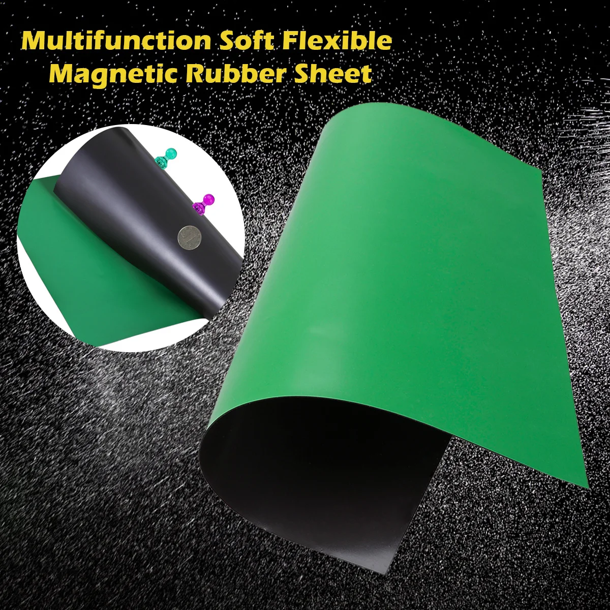 Magnetic Rubber Sheet Multifunction Flexible Black 297mm 210mm 05mm Strong Magnet Powder Hard Glue Advertisement Notice