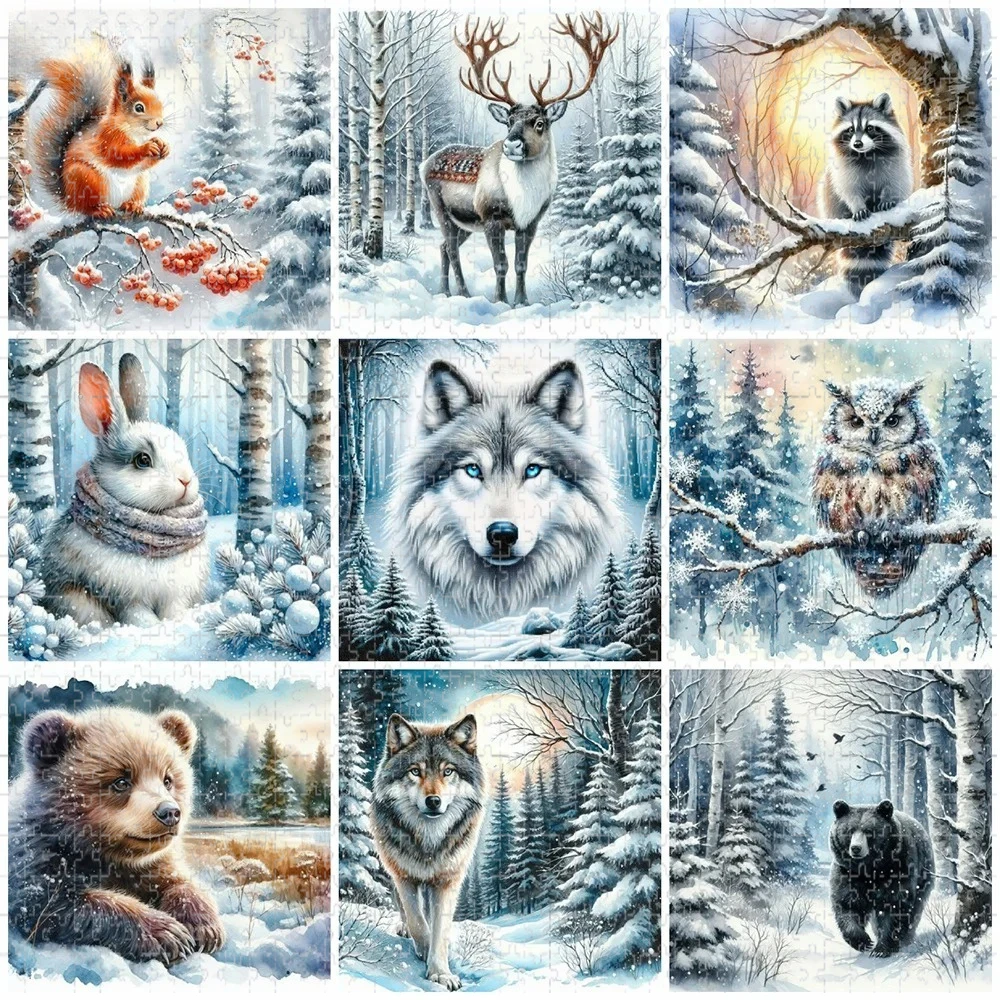 

Пазлы-головоломки «Зимний пейзаж с волками», 1024 элемента, сложная семейная игра для игровой комнаты, спальни, гостиной