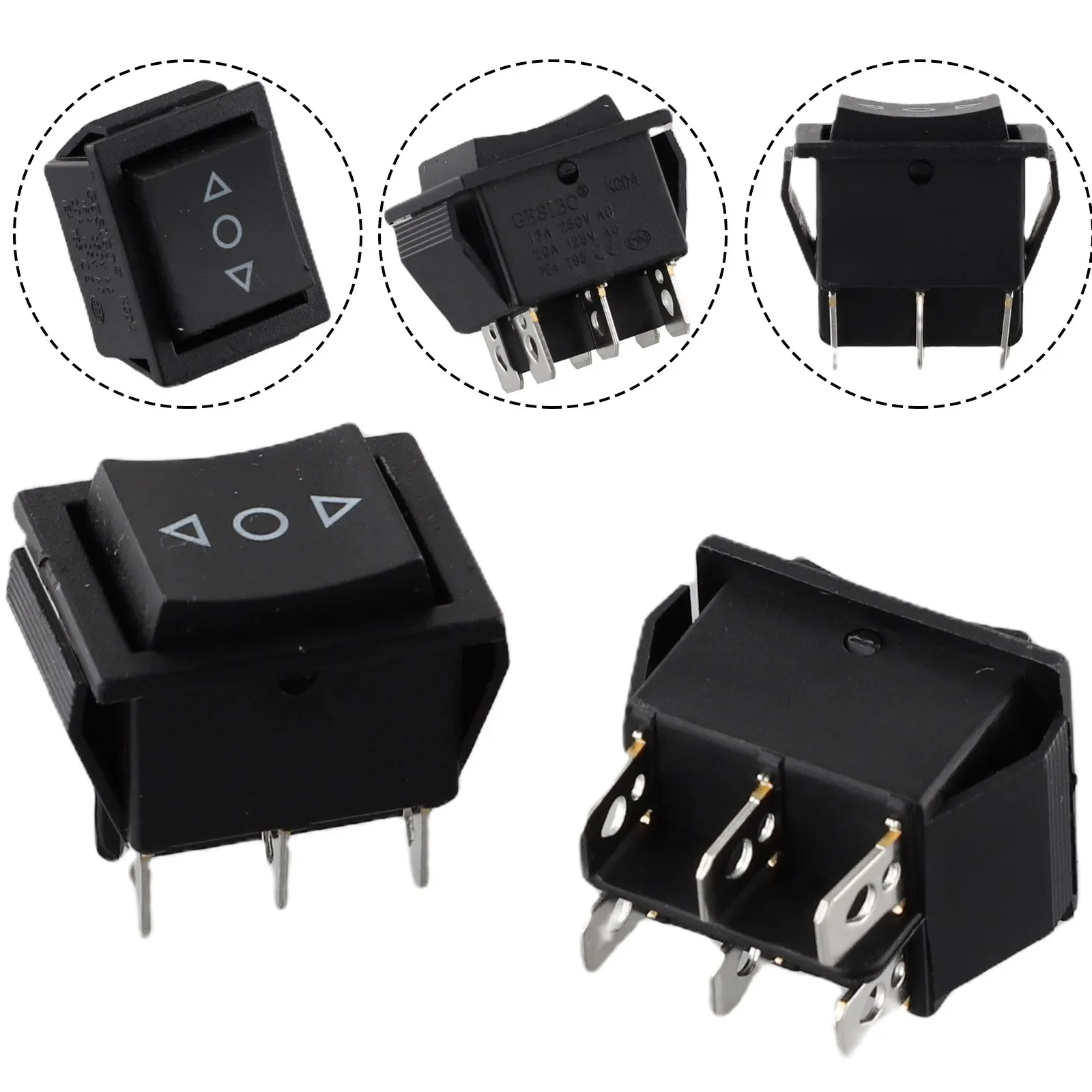 2-Pack Rocker Switch 6 PIN DPDT Double Pole Double Throw 20 Amp Momentary Rocker Switch AC 250V/16A AC 125V/20A