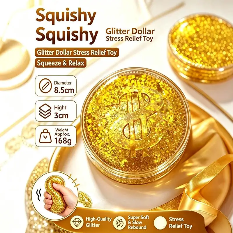 Simulation Gold Coin Squeeze Toy Slow Rising Fidget Toy Glitter Stress Relief Squeeze Toy For Adult Kids Party Gift Decoration