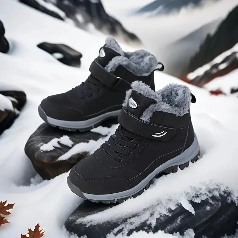 

Men's Snow Boots Warm Casual Winter Sneakers Warm Plush Women Boots Outdoor Anti Slip Couple Hiking Boots Waterproof Work Shoes