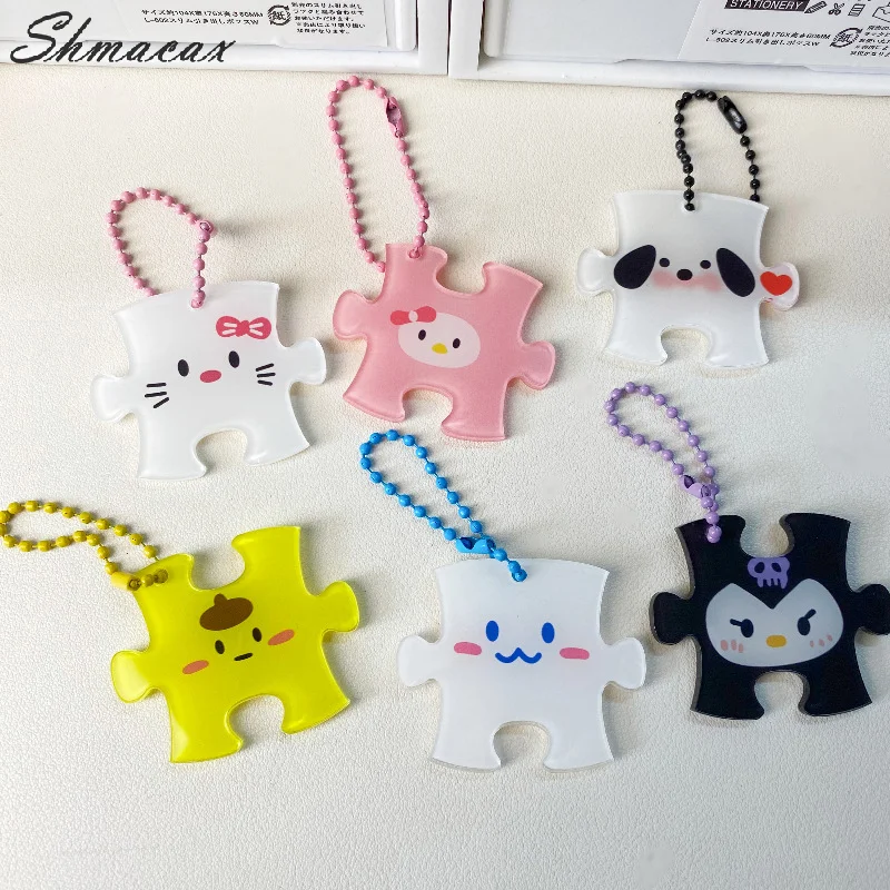 Cartoon Anime Sanrio Hello Kitty My Melody Kuromi Puzzle Keychain Charms Cute Bag Keyring Pendant Funny Puzzle Toys Couple Gifts