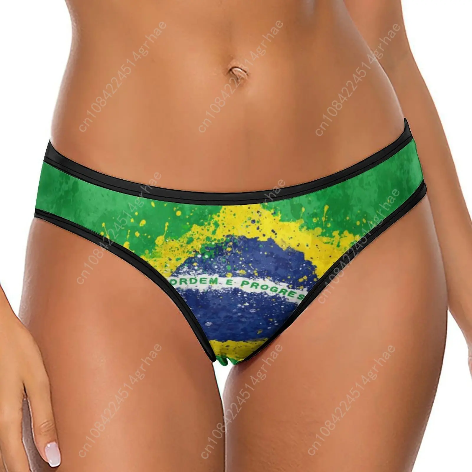 Brazil Flag Customized Ice Silk Thong Panties Women's Briefs Comfortable Sizes S-2XL Suitable Wear and All Seasons