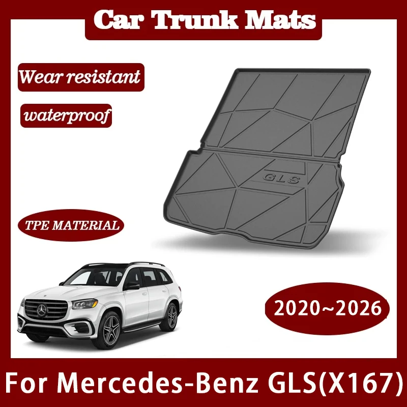 

Car Trunk Mats For Mercedes-Benz GLS X167 2020~2026 5/7seat Car Width 2030mm TPE Cargo Liner Cover Storage Pads Auto Accessories