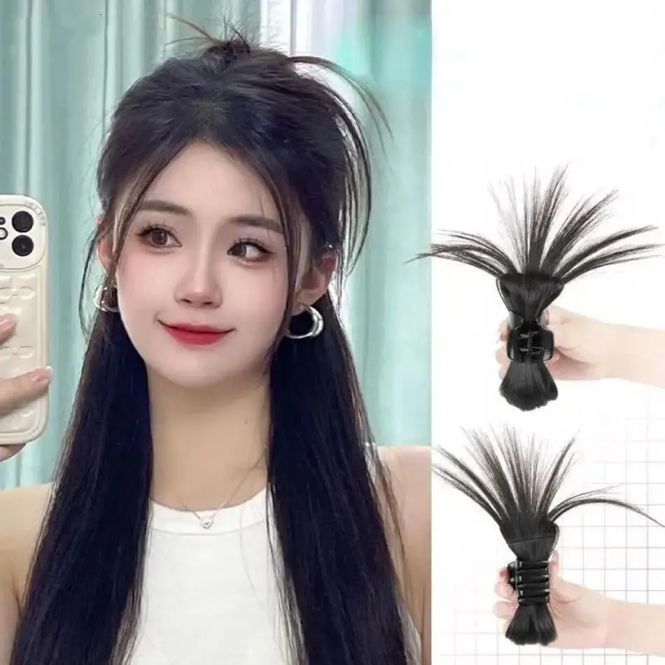 Klauenclip-Haarknoten 25cm Synthetisches Glattes Haarteil Hühnerfeder-Federball-Hochsteckfrisur Chignon Damen-Haaraccessoires