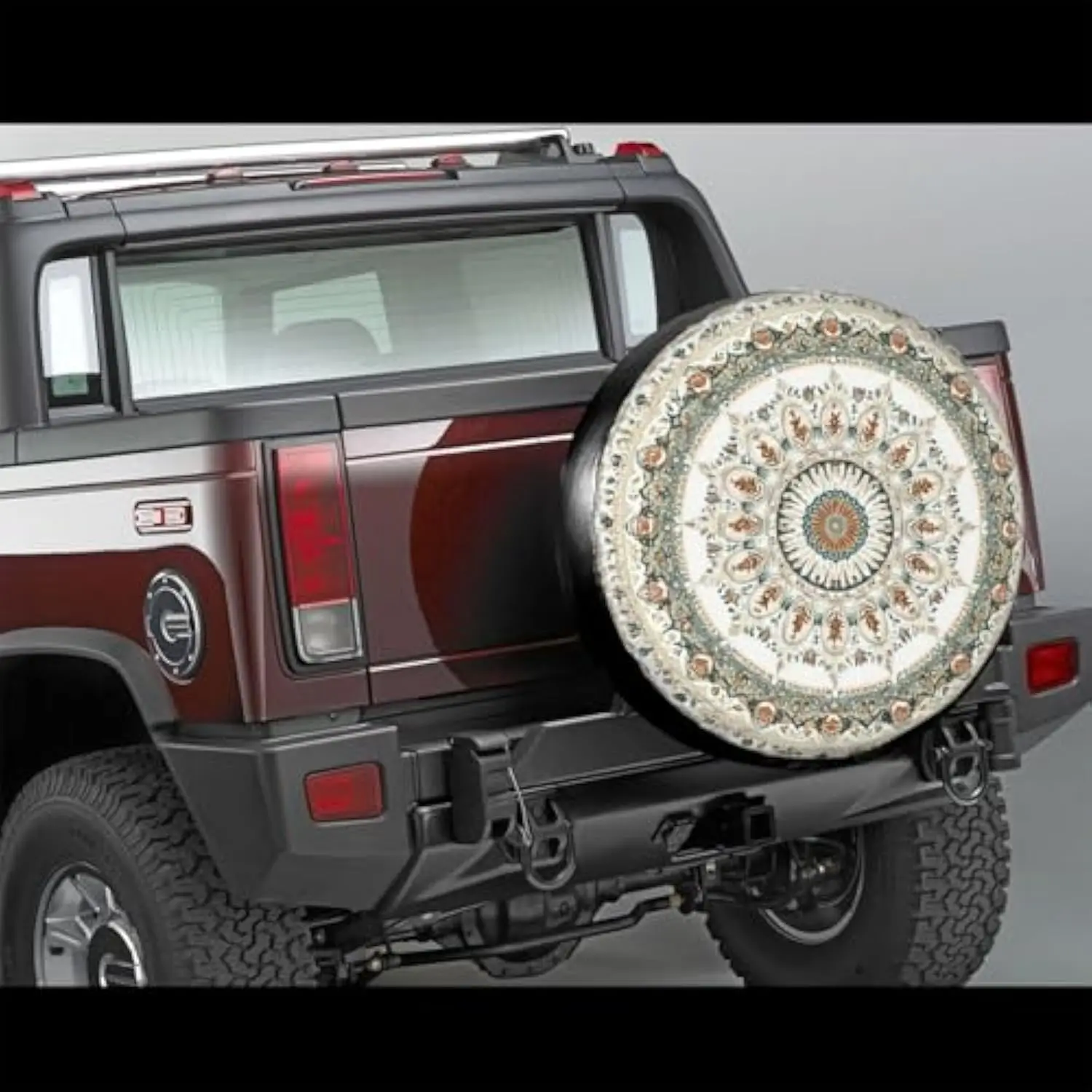 Beige Mandala Spare Tire Cover Boho Waterproof Wheel Protector for RV SUV Trailer Camper Outdoor