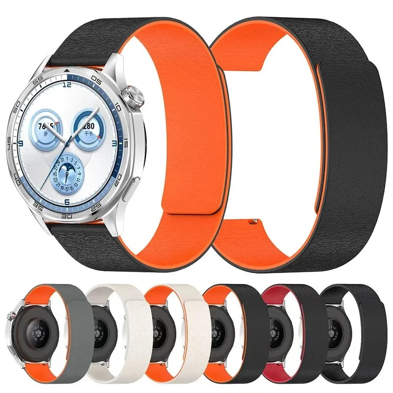 

18mm 20mm 22mm Magnetic Silicone Strap for Huawei GT5/4 Pro 46mm Wood Pattern Watch Band for Samsung Galaxy Watch 7/6/5 44 40mm