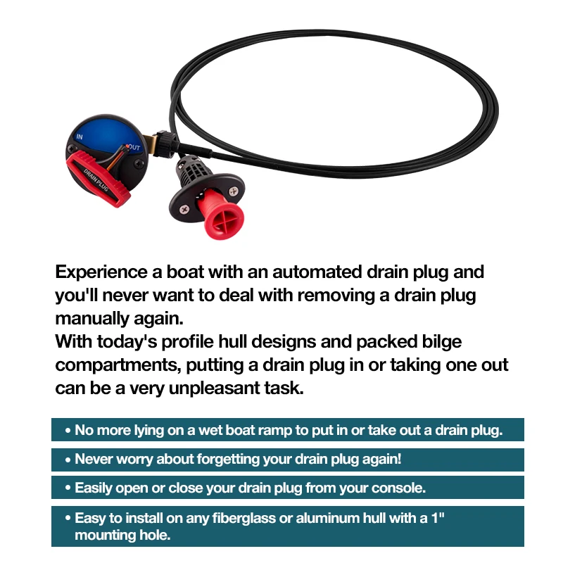 Remote Drain Plug System – Console-Controlled Bilge Drain Plug for Bass Boats, Jon Boats, and Aluminum Fishing Boats – Easy Inst