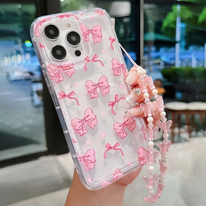 Чехол для телефона с розовым бантом и узором в виде сердца для iPhone 17 Pro Max 16 15 14 13 12 11 Pro Max 16E 17Air X XR XS 7 8 Plus Cover Чехол для телефона с розовым бантом и узором в виде сердца для iPhone 17 Pro Max 16 15 14 13 12 11 Pro Max 16E 17Air X XR XS 7 8 Plus Cover