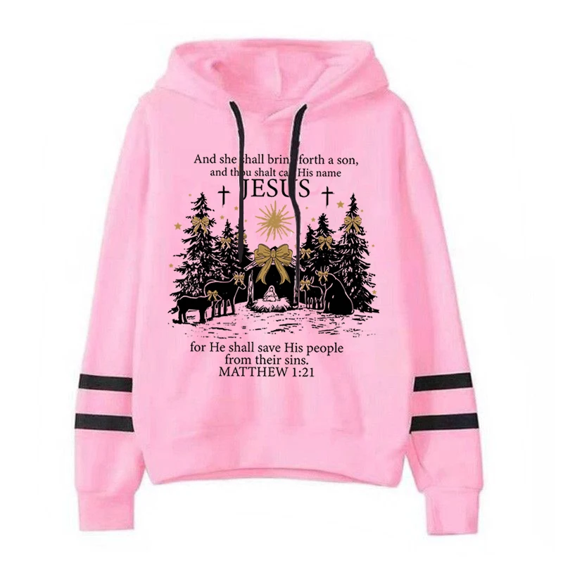 Women\'s Jesus Christmas Hoodies Nativity Scene Bible Nativity Gifts Pullover Vintage Long Sleeve Christian Christmas Sweatshirts