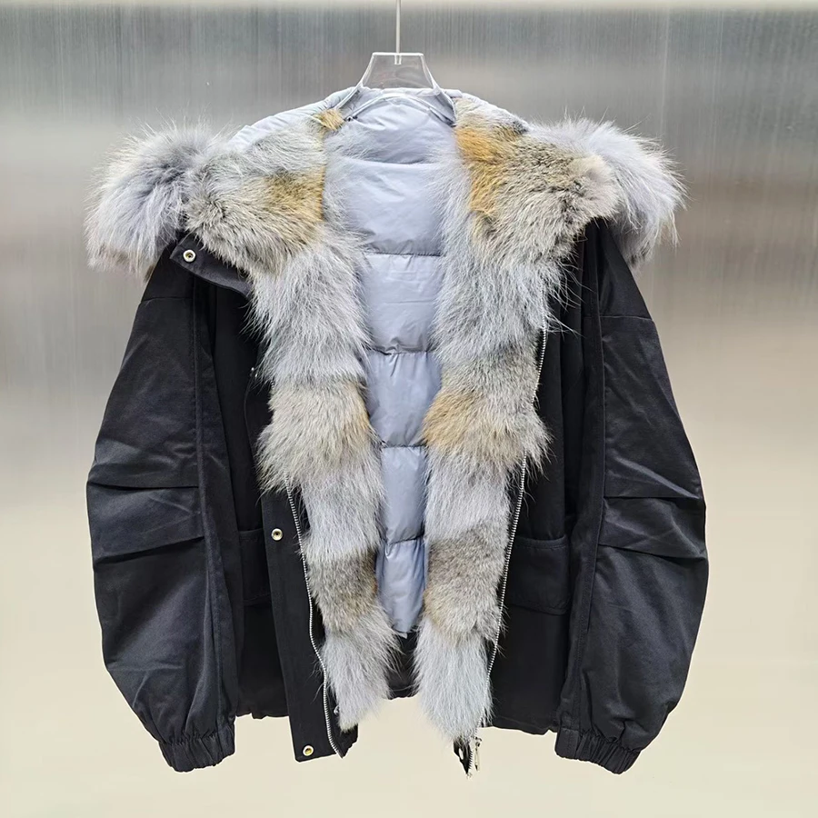 معطف فرو حقيقي مع طية صدر السترة معاطف من الفرو الأصلي مع حواف فرو دافئة معاطف شتوية فاخرة للنساء