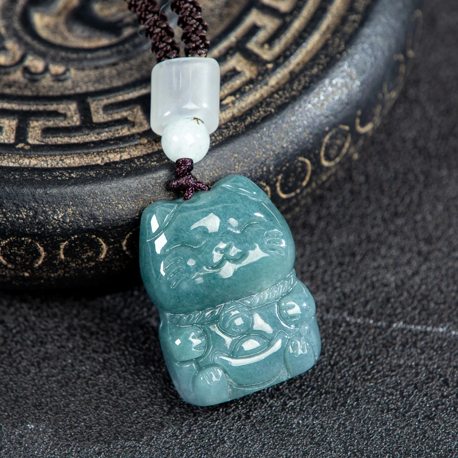 

TIMESWIND Аутентичный нефрит трапециевидной формы, милый богатый кот, синий кулон для женщин и мужчин, модное ювелирное ожерелье с сертификатом