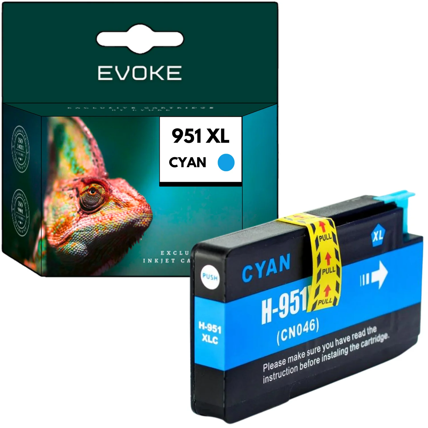 Evoke Compatibele Inkt voor Hp 951XL Hp951 Cn046Ae Cyaan 28 ml 2470 Pagina's Officejet Pro 251Dw 276Dw 8100 8600 8600 Plus 8600 Premium 8610 8615 8616 8620 8625 8630 8640 8660