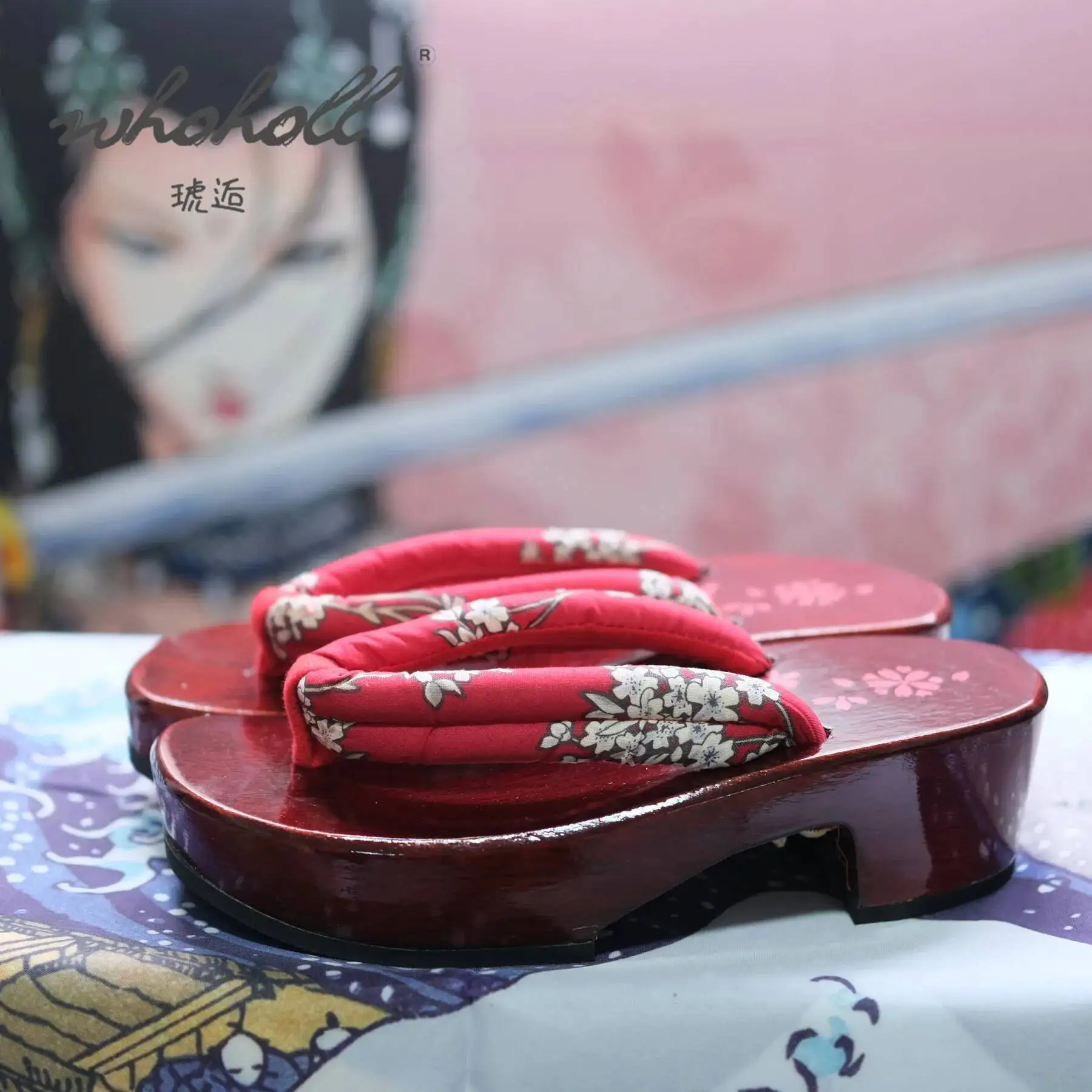 Tamancos japoneses femininos chinelos de madeira geta sandálias anime coplay sapatos flip flops sola grossa chinelos tamancos de madeira sapatos