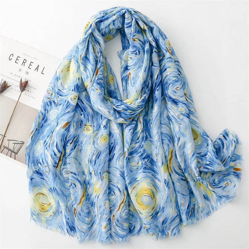 2024 New Women Cotton Scarf flower Print Hijab soft Shawls and Wraps Tessale Female Foulard Designer pashmina Bandana Headscarf