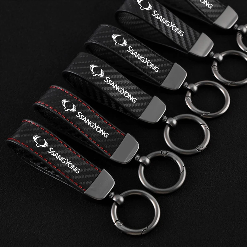 

Car Trinket Keyring PU Leather Keychain DIY Bag Key Chain Holder Key For SsangYong Kyron Stavic Rexton Sports Tivoli Musso