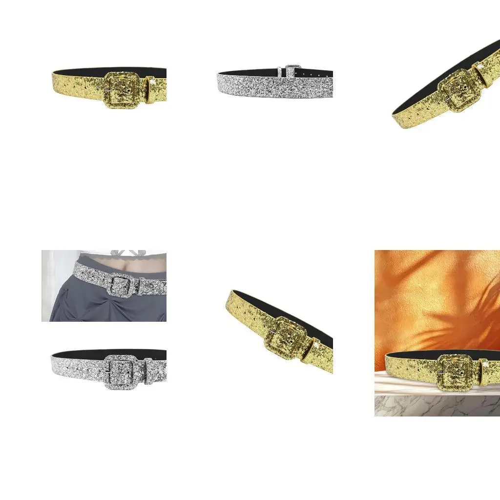 

652F Стильный пояс для женщин, удобный для ношения пояс с блестками для ежедневных и вечеринок Gold/Silver