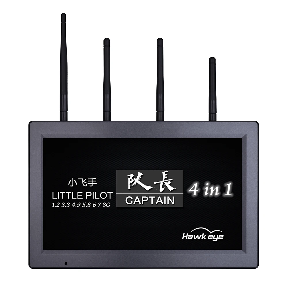 Hawkeye Captain 4in1 520 Channels 520CH 10.2 inch 1000LUX FPV Monitor 1.2G 3.3G 4.9-5.8-6-7-8GHZ -99DB DVR HDMI AV IN  DIY Parts