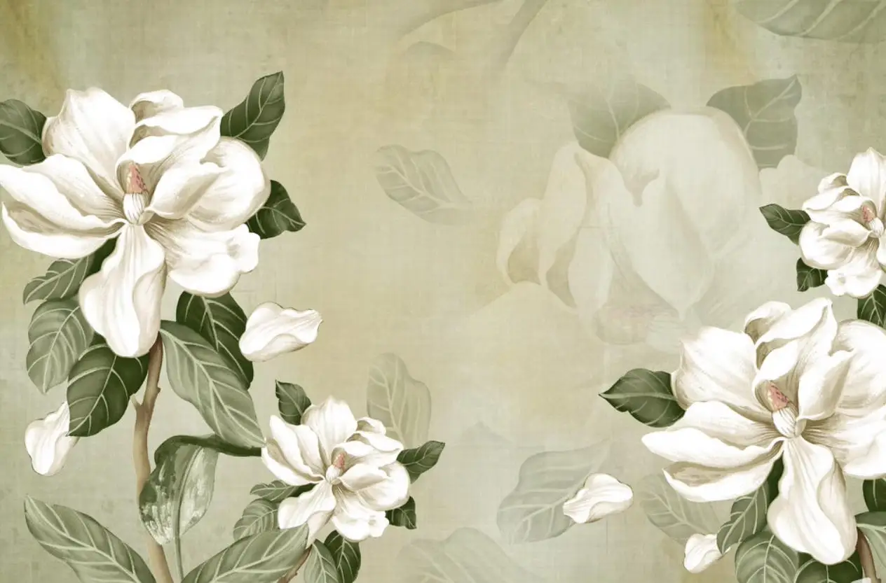 Papier peint floral de taille personnalisée pour la décoration de la maison, peinture murale de branche de rose, mur de fond de télévision