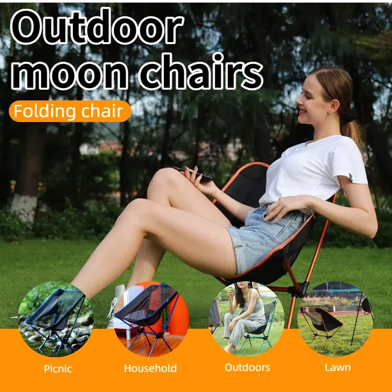 

Portable outdoor moon chair, folding camping chair, ultra-lightweight aluminum alloy material, suitable for hiking and picnics