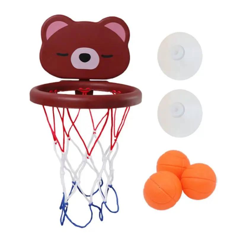 

Мини-милый маленький медвежонок, баскетбольные игрушки для ванной, баскетбольное кольцо, детские игрушки для ванны, игровой набор с 3 мячами