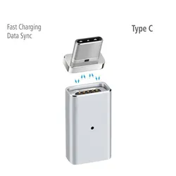 Końcówki magnetyczne typu C (USB-C) głowica złącze adaptera konwertera do ładowania i przesyłania danych telefon z systemem Android/laptopa