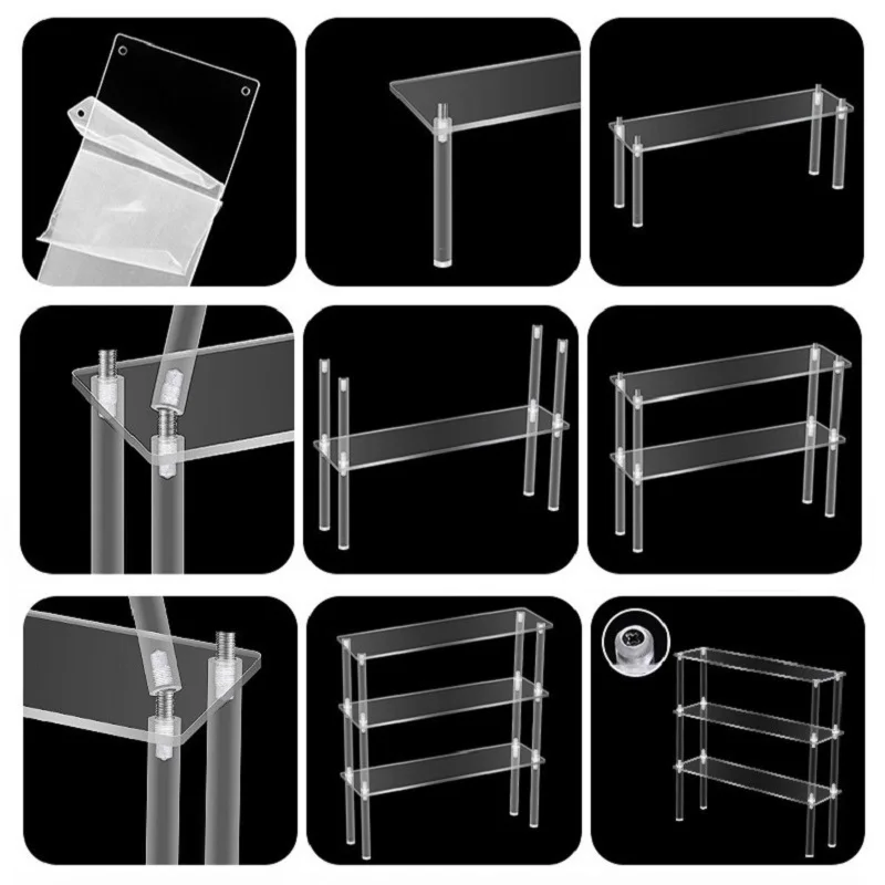 Clear Acrylic Desktop Storage Shelf for Blind Box Toys, Assemble Acrylic Trapezoidal Display Stand for Jewelry, Perfume,1-4 Tier