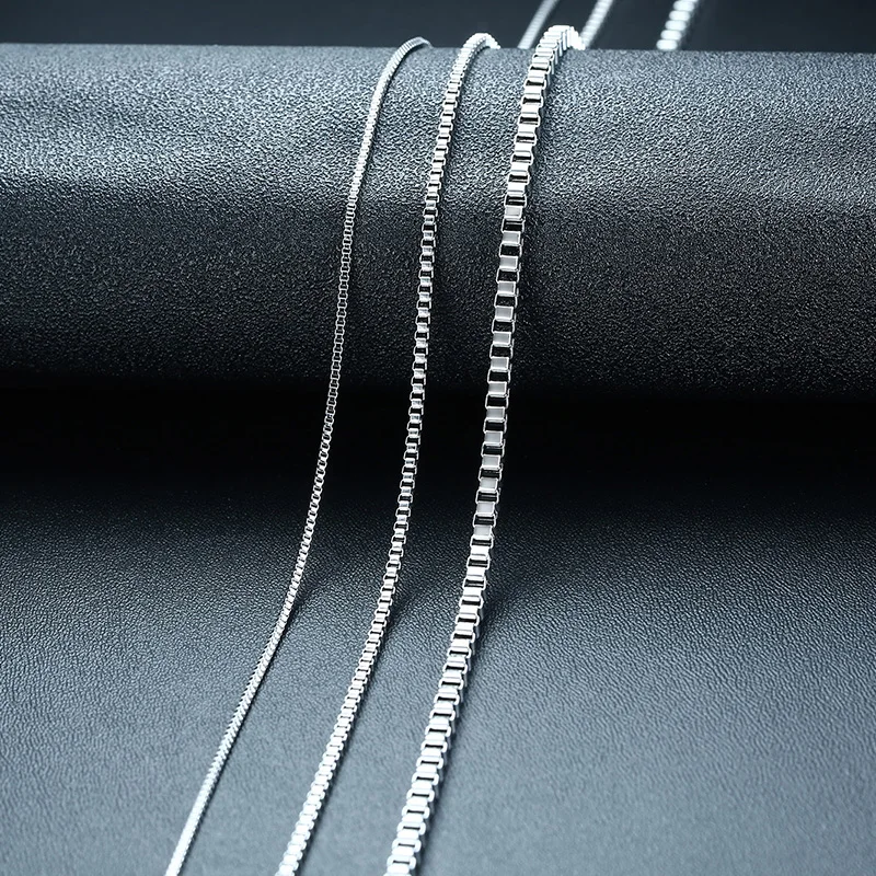 Klassische 1/2/3mm Breite Runde Box Kette Edelstahl Halsketten für Männer Lichtecht Platz Rolo Link Ketten Halsband Punk Schmuck – Detail 4