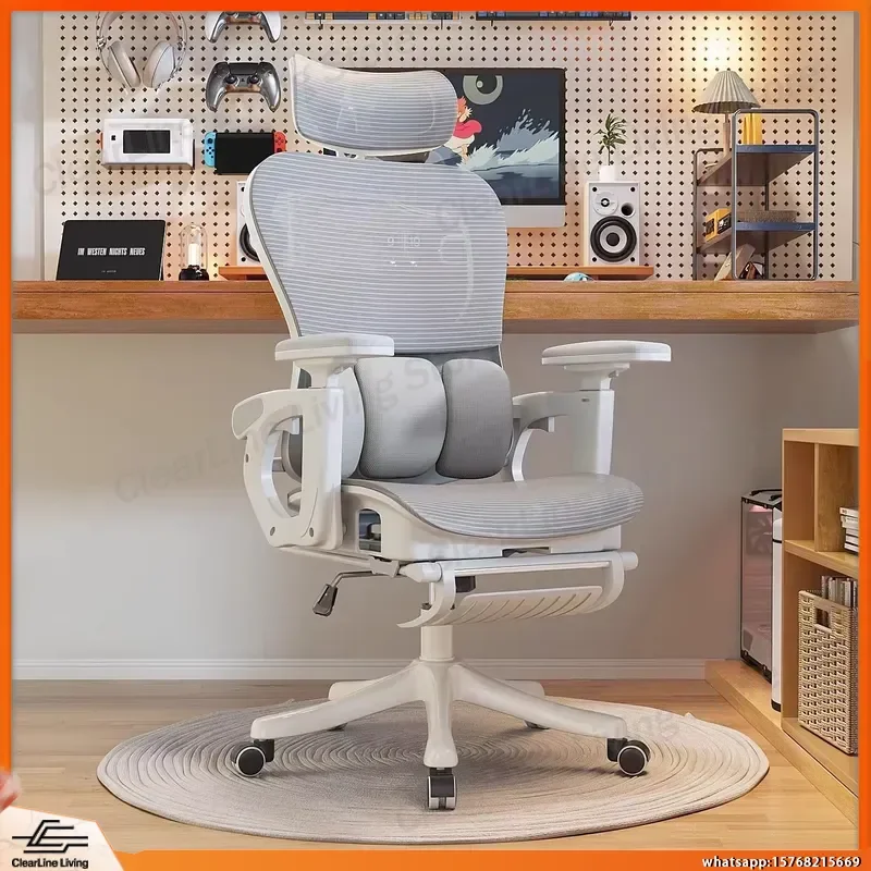 Ergonomic Gaming Chair with Lumbar Support Adjustable Height Reclining Backrest Footrest for PC Gamers Office Computer