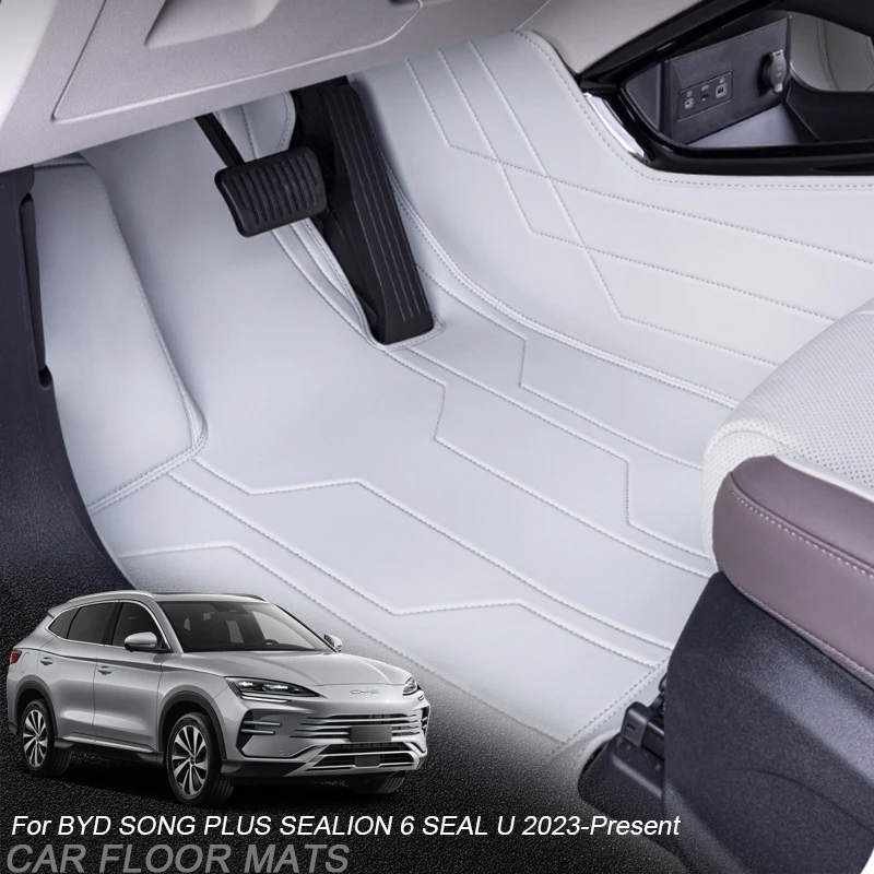 مخصص نابا الجلود سيارة القدم حماية حصيرة ل BYD SONG PLUS SEALION 6 SEAL U 2023-الحاضر الفاخرة مقاوم للماء وسادة أرضية ملحق