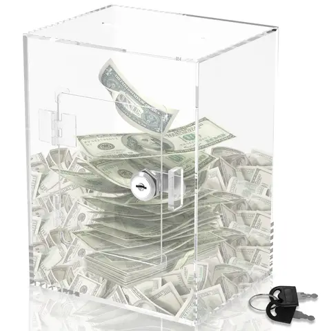 1Pc Acrylic Clear Piggy Bank Large Capacity Money Saving Box Sturdy Money Saving Bank Savings Jar for Adults Children Home Decor
